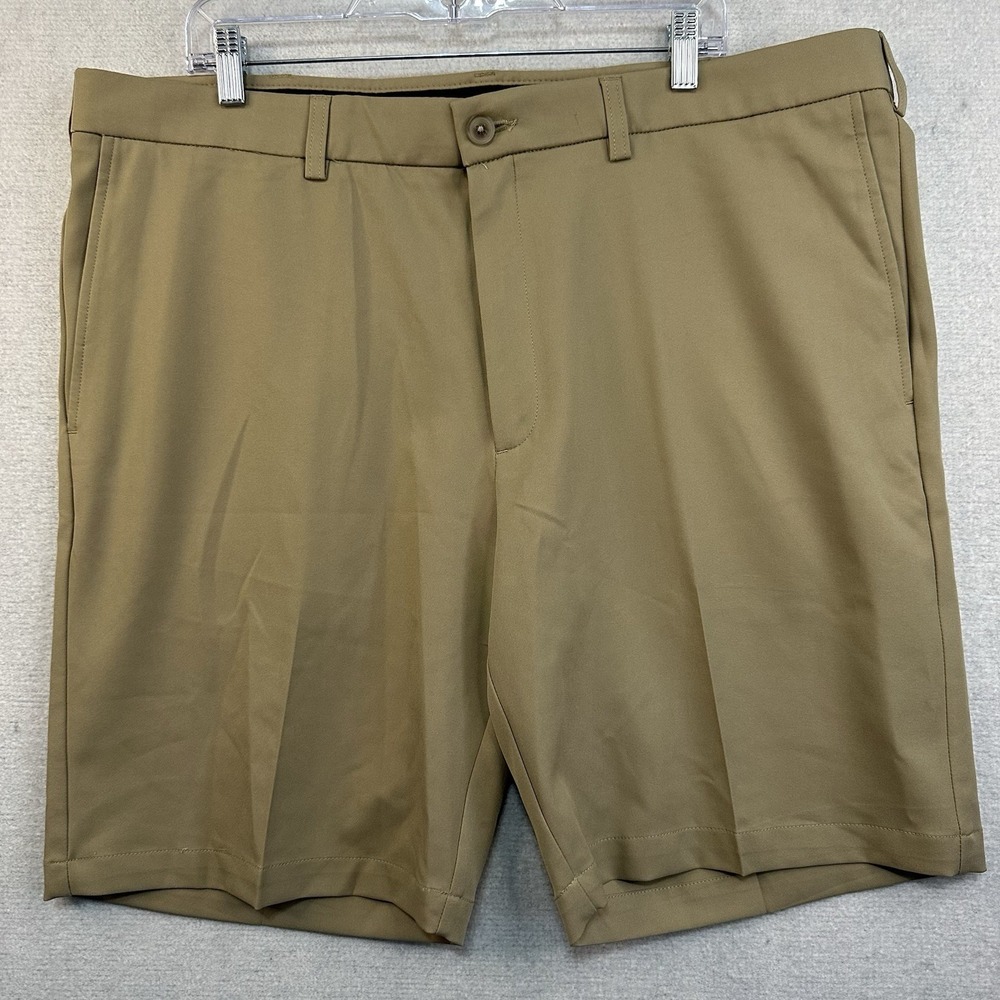 Haggar Cool 18 Pro Shorts‎ Men's 42 Khaki Expandable Waist 4-Way Stretch Golf